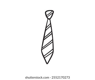 Necktie Hand drawn doodle tie element, art, icon, symbol. Isolated black and white necktie clipart element. Vector illustration