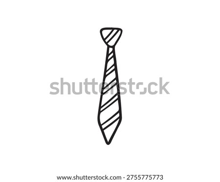 Necktie Hand drawn doodle tie element, art, icon, symbol. Isolated black and white necktie clipart element. Vector illustration
