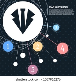 Necktie icon with the background to the point and with infographic style. Vector illustration