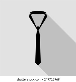 necktie icon - black illustration with long shadow