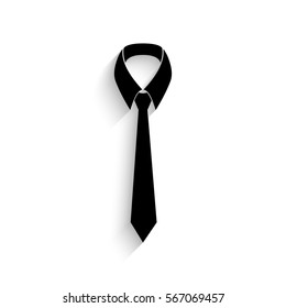 Necktie icon - black vector illustration with  shadow