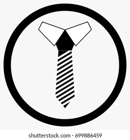 Necktie icon black white. Tie and necklace, cravat vector icon illustration