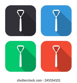 necktie icon - colored illustration (gray, blue, green, red) with long shadow