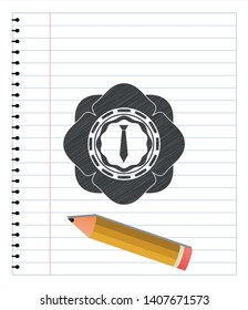necktie icon drawn in pencil. Vector Illustration. Detailed.