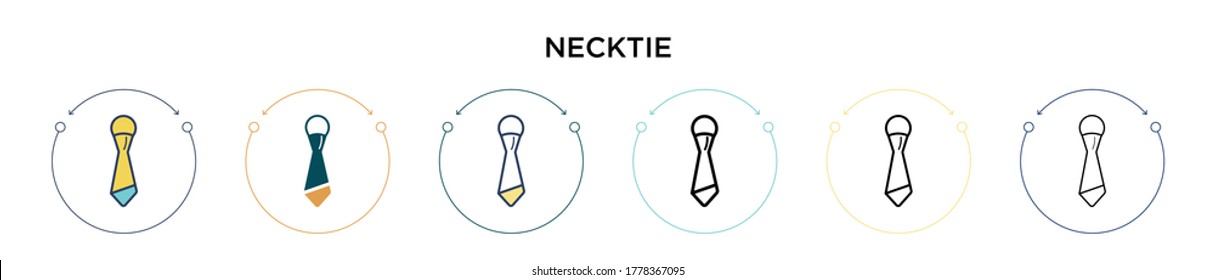 Necktie icon in filled, thin line, outline and stroke style. Vector illustration of two colored and black necktie vector icons designs can be used for mobile, ui, web
