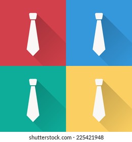 necktie icon , flat design on 4 color background