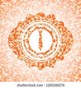necktie icon inside abstract orange mosaic emblem with background