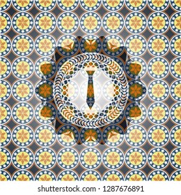 necktie icon inside arabesque badge. arabic decoration.