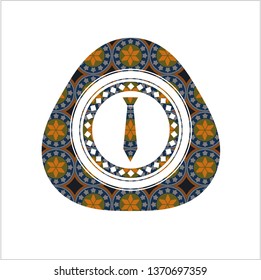 necktie icon inside arabesque emblem. arabic decoration.