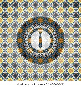 necktie icon inside arabesque emblem background. arabic decoration.