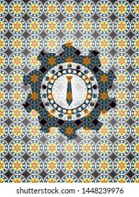 necktie icon inside arabesque emblem background. arabic decoration.