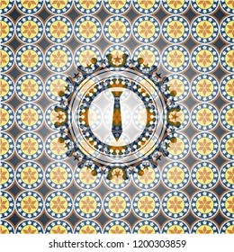 necktie icon inside arabesque style badge. arabic decoration.