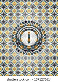 necktie icon inside arabesque style badge. arabic decoration.