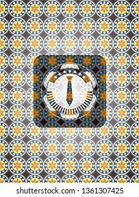 necktie icon inside arabic emblem. Arabesque decoration.