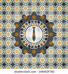 necktie icon inside arabic emblem background. Arabesque decoration.