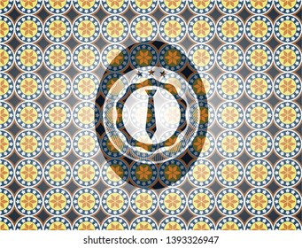 necktie icon inside arabic style badge. Arabesque decoration.