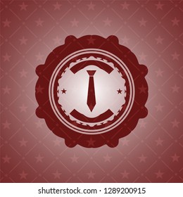 necktie icon inside badge with red background