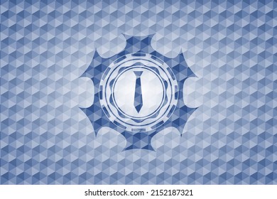 necktie icon inside blue polygonal badge. 