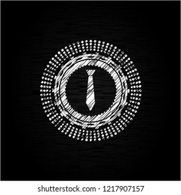 necktie icon inside chalk emblem