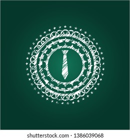 necktie icon inside chalk emblem
