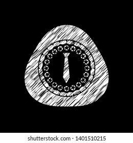 necktie icon inside chalkboard emblem