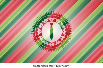 necktie icon inside christmas badge background.