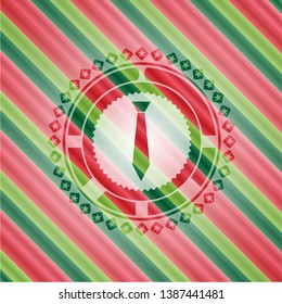 necktie icon inside christmas badge.