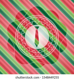 necktie icon inside christmas emblem background.