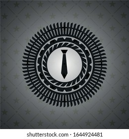 necktie icon inside dark emblem. Retro