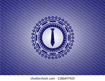 necktie icon inside denim background