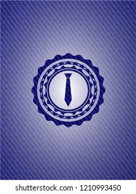 necktie icon inside emblem with jean texture