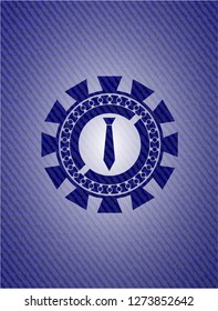 necktie icon inside jean background