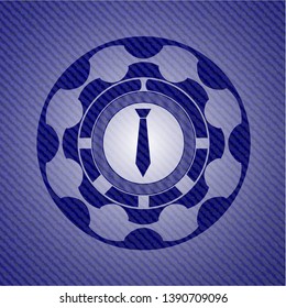 necktie icon inside jean background