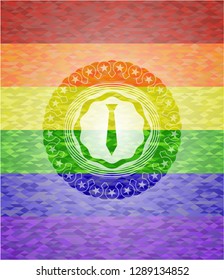 necktie icon inside lgbt colors emblem 