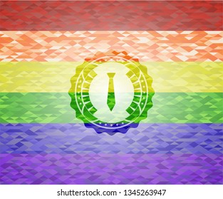 necktie icon inside lgbt colors emblem 