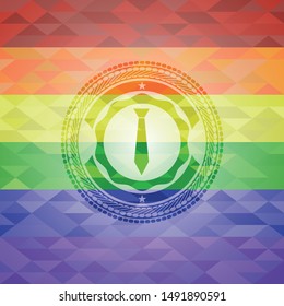 necktie icon inside lgbt colors emblem 