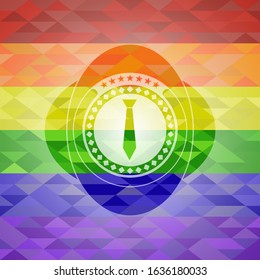 necktie icon inside lgbt colors emblem 