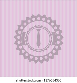 necktie icon inside realistic pink emblem
