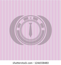 necktie icon inside realistic pink emblem