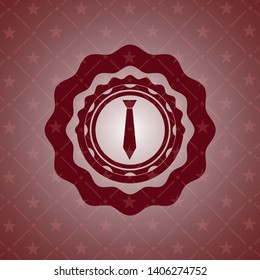 necktie icon inside red emblem. Vintage.