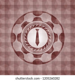 necktie icon inside red polygonal badge. Seamless.