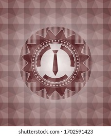 icono de corbata dentro del emblema rojo sin fisuras con un patrón geométrico. 