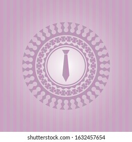 necktie icon inside retro pink emblem