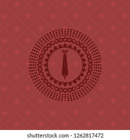 necktie icon inside retro red emblem