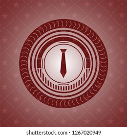 necktie icon inside retro red emblem