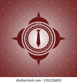 necktie icon inside retro red emblem