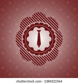 necktie icon inside retro red emblem