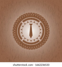 necktie icon inside retro wood emblem