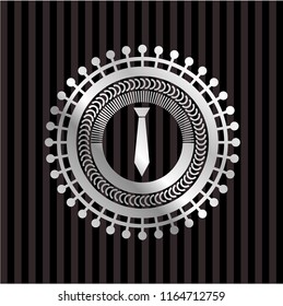 necktie icon inside silver badge
