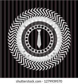 necktie icon inside silver badge